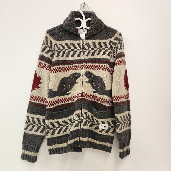 Canada Olympics Knit Sweater Hudsons Bay Mens Small Zip Up - Picture 1 of 11
